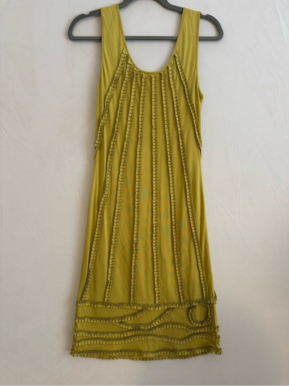 Catherine Malandrino Yellow-Green Beaded Sleeveless Mini Dress - Picture 3 of 6